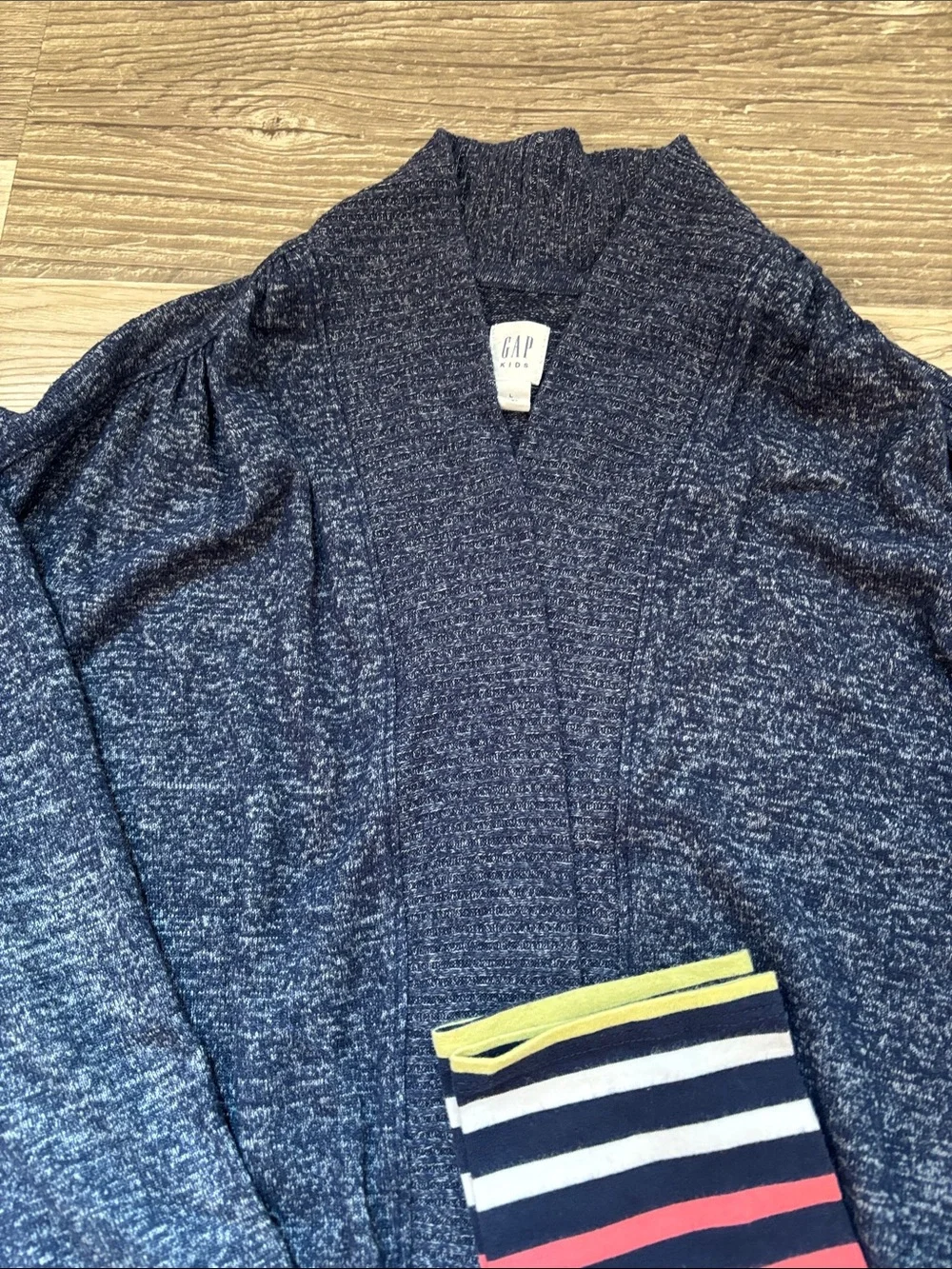 GAP Navy Knit Cardigan with Multicolor Striped leggings